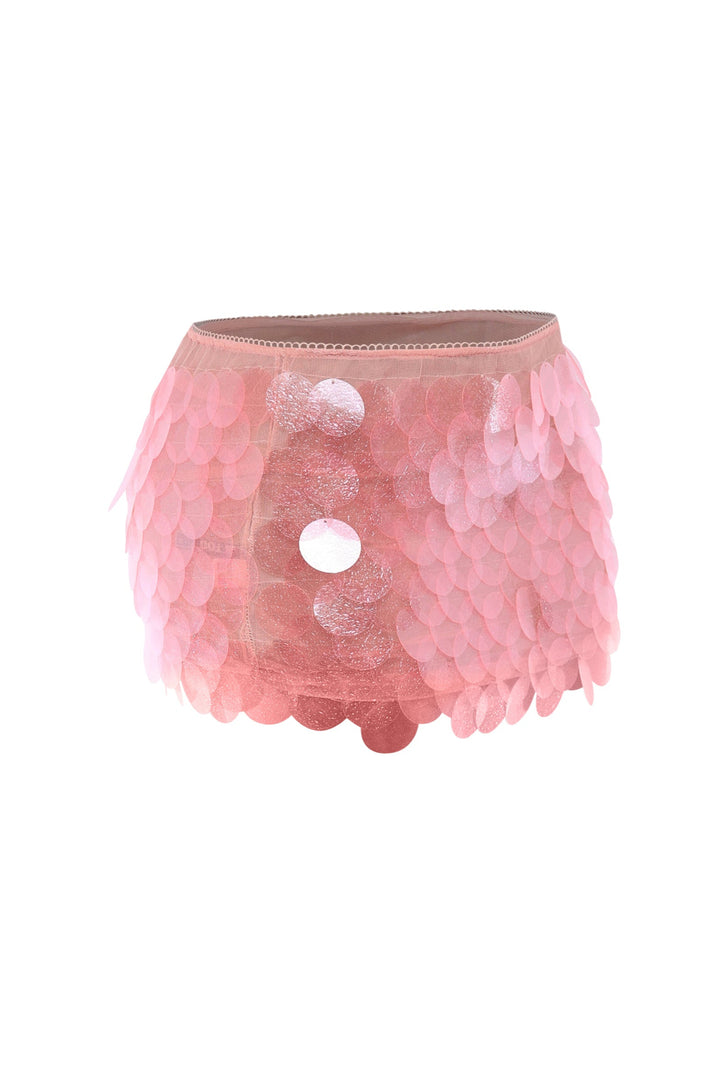 Sparkly pink sequin mini skirt slim fit