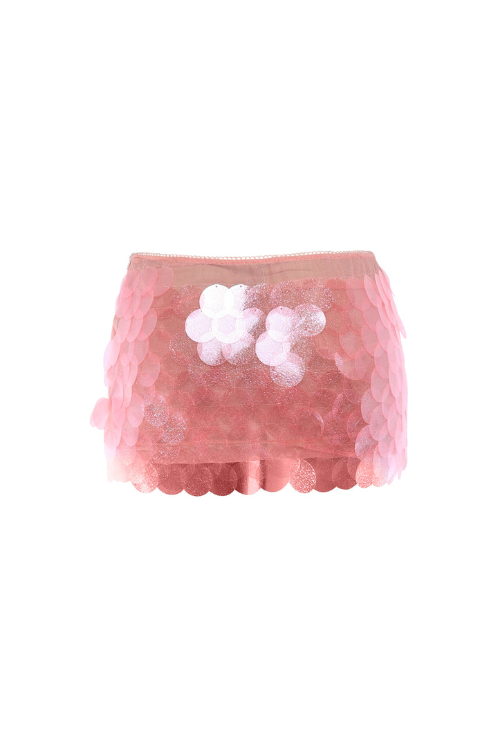 High-waisted pink sequin skirt for events