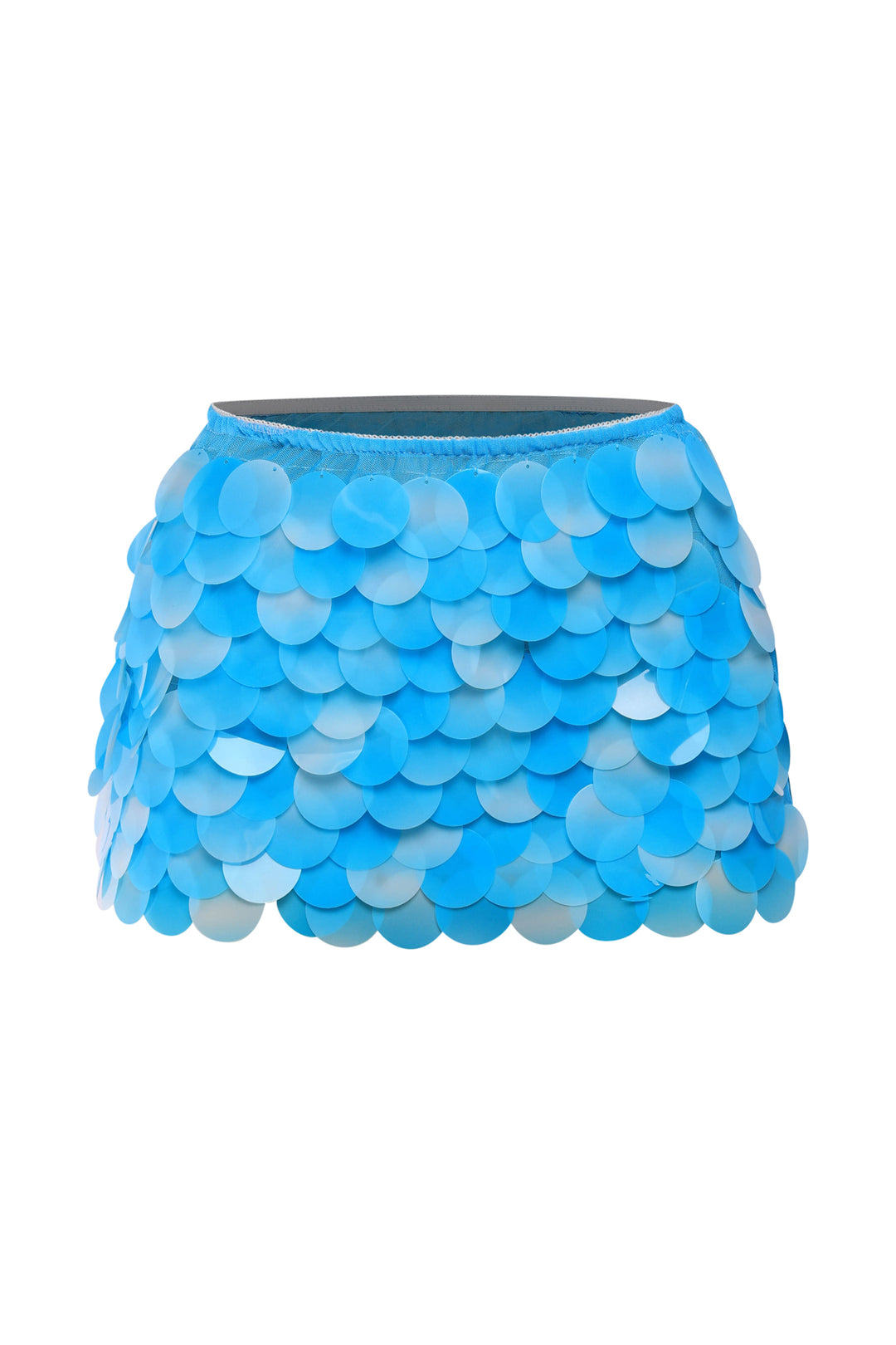 Blue oversized sequin mini skirt high-waisted