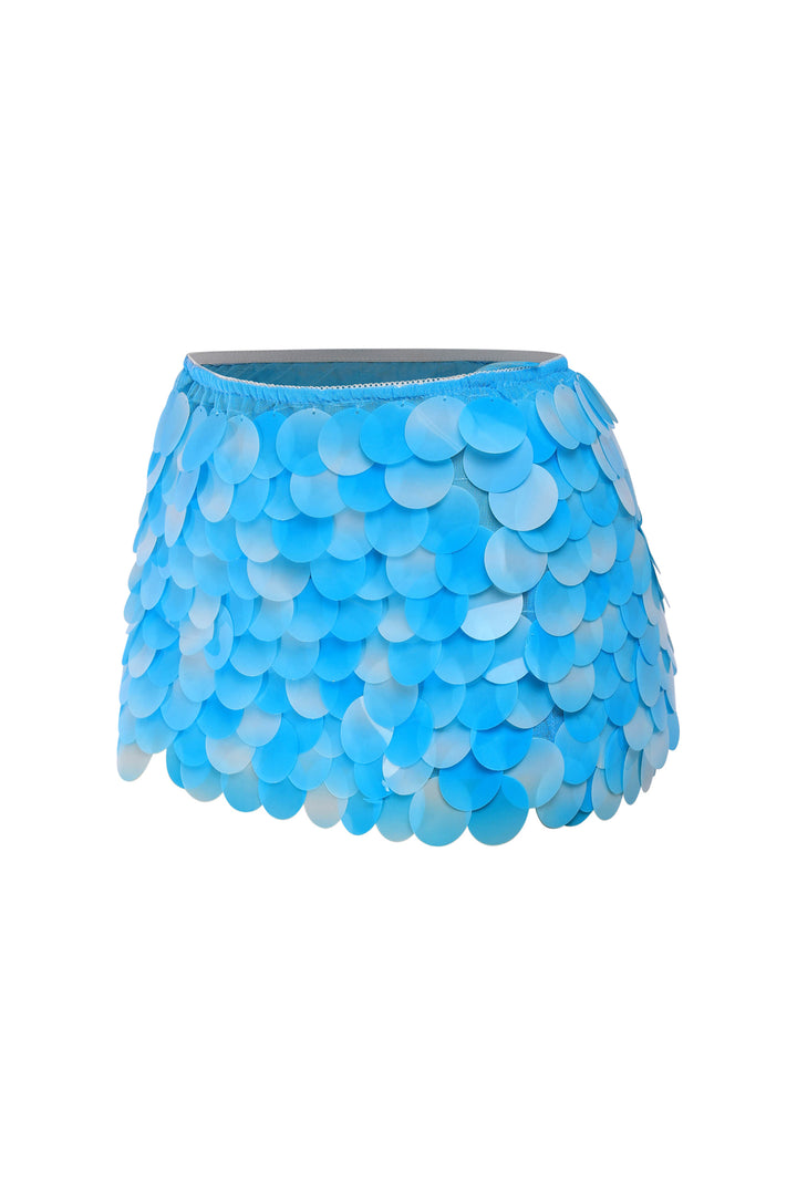 High-waisted blue sequin skirt for events