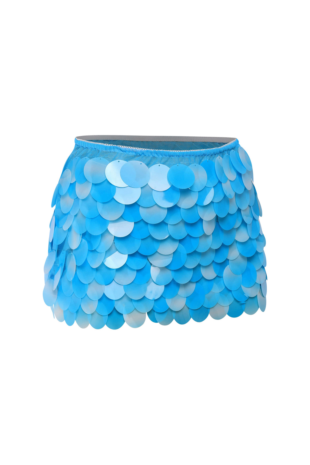 Sparkly blue sequin mini skirt slim fit