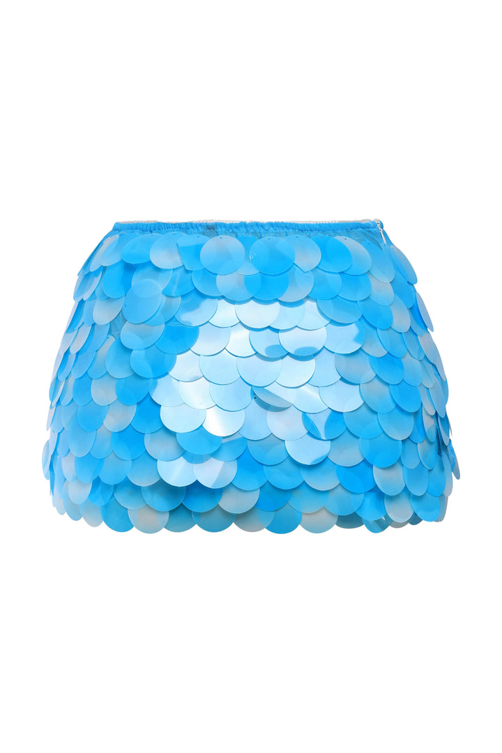 Blue party skirt with oversized sequins