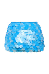 Blue party skirt with oversized sequins
