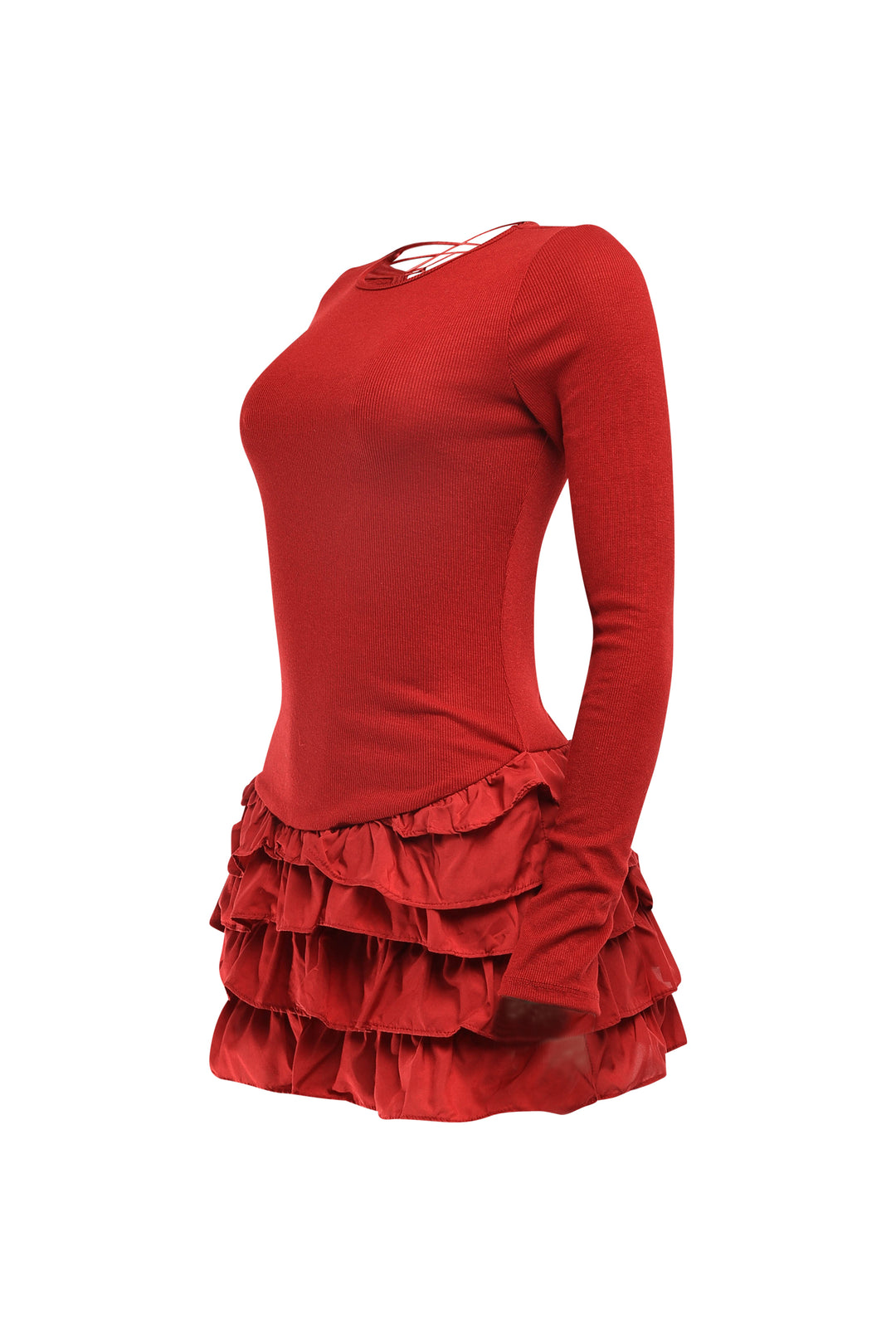 Sexy burgundy lace-up mini dress for date night