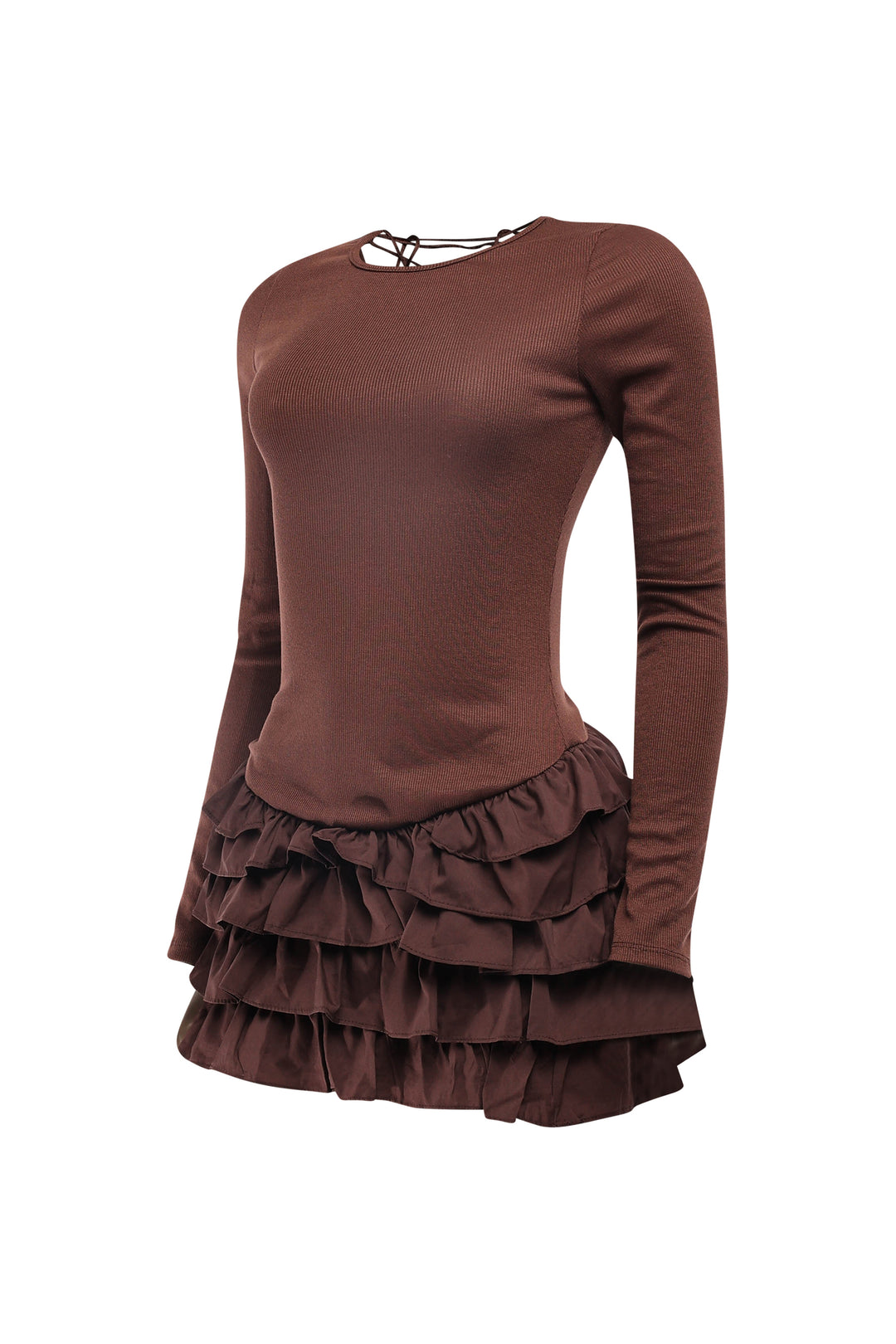 Chic brown lace-up mini dress for parties