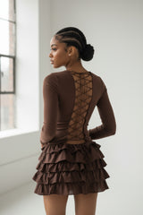 Moonlit Charm Lace-Up Mini Dress