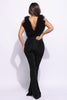 Layered ruffle deep V neck jumpsuit