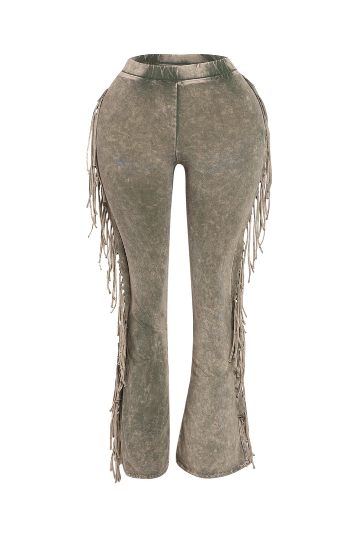 Soft Stretch Fringe-Detail Pants – Forgiving High-Waist Everyday Style