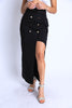 Trench Maxi skirt with high slit with button detail