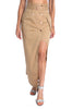 Trench Maxi skirt with high slit with button detail
