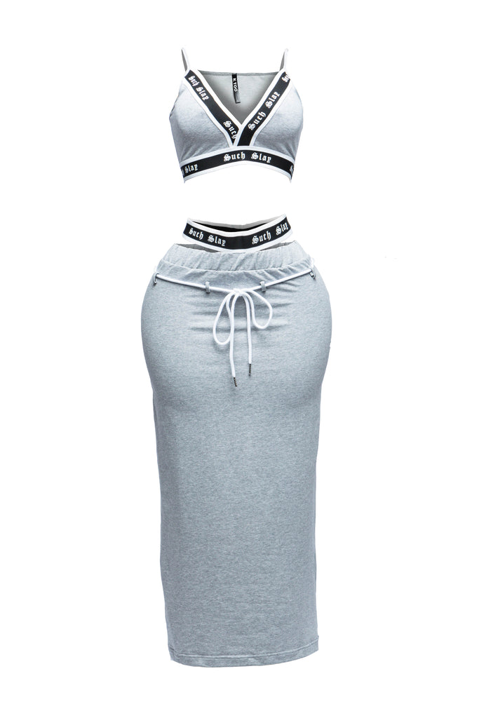 Tank crop top maxi skirt set