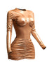 Liquid foiled bodysuit & mini skirt set