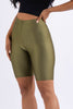 Highwaisted shiny nylon biker shorts in plus size
