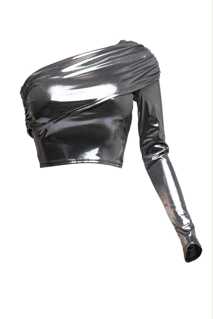 Fold over one shoulder top