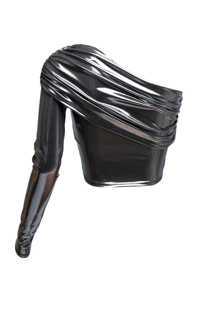 Fold over one shoulder top