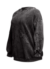 Washed hooded tunic with cross patches