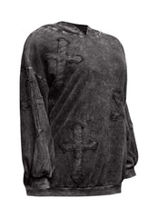 Washed hooded tunic with cross patches