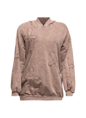 Washed hooded tunic with cross patches