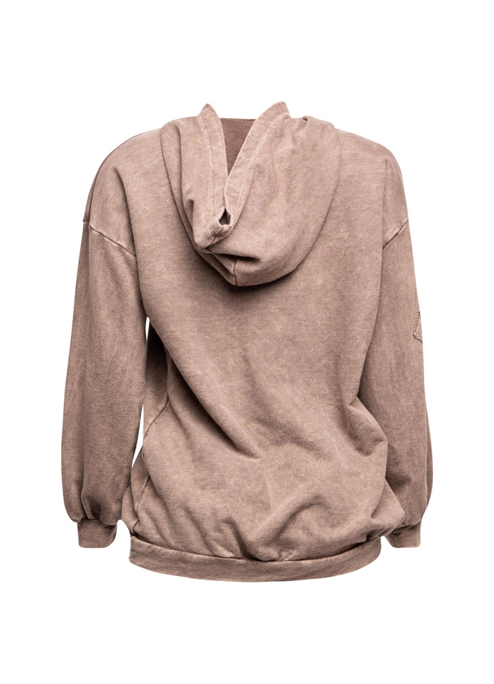 Washed hooded tunic with cross patches