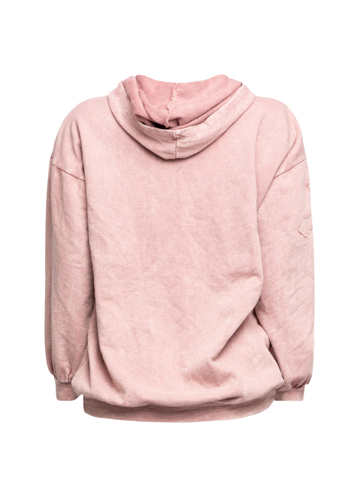 Washed hooded tunic with cross patches