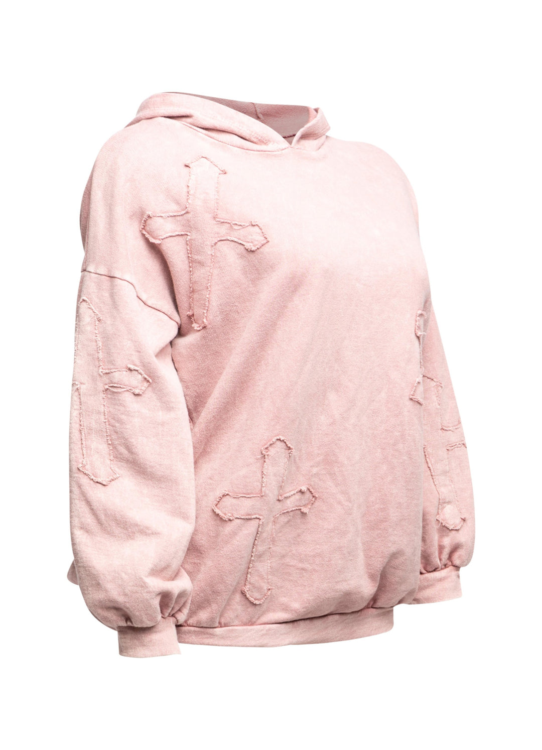Washed hooded tunic with cross patches