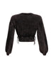 Washed fringe detailed bubble sleeve top