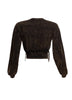 Washed fringe detailed bubble sleeve top