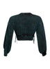 Washed fringe detailed bubble sleeve top