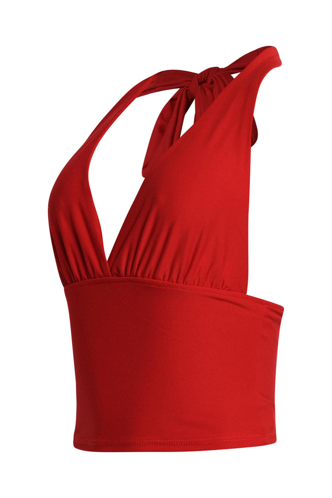 Fire red tie-back crop top with sultry finish