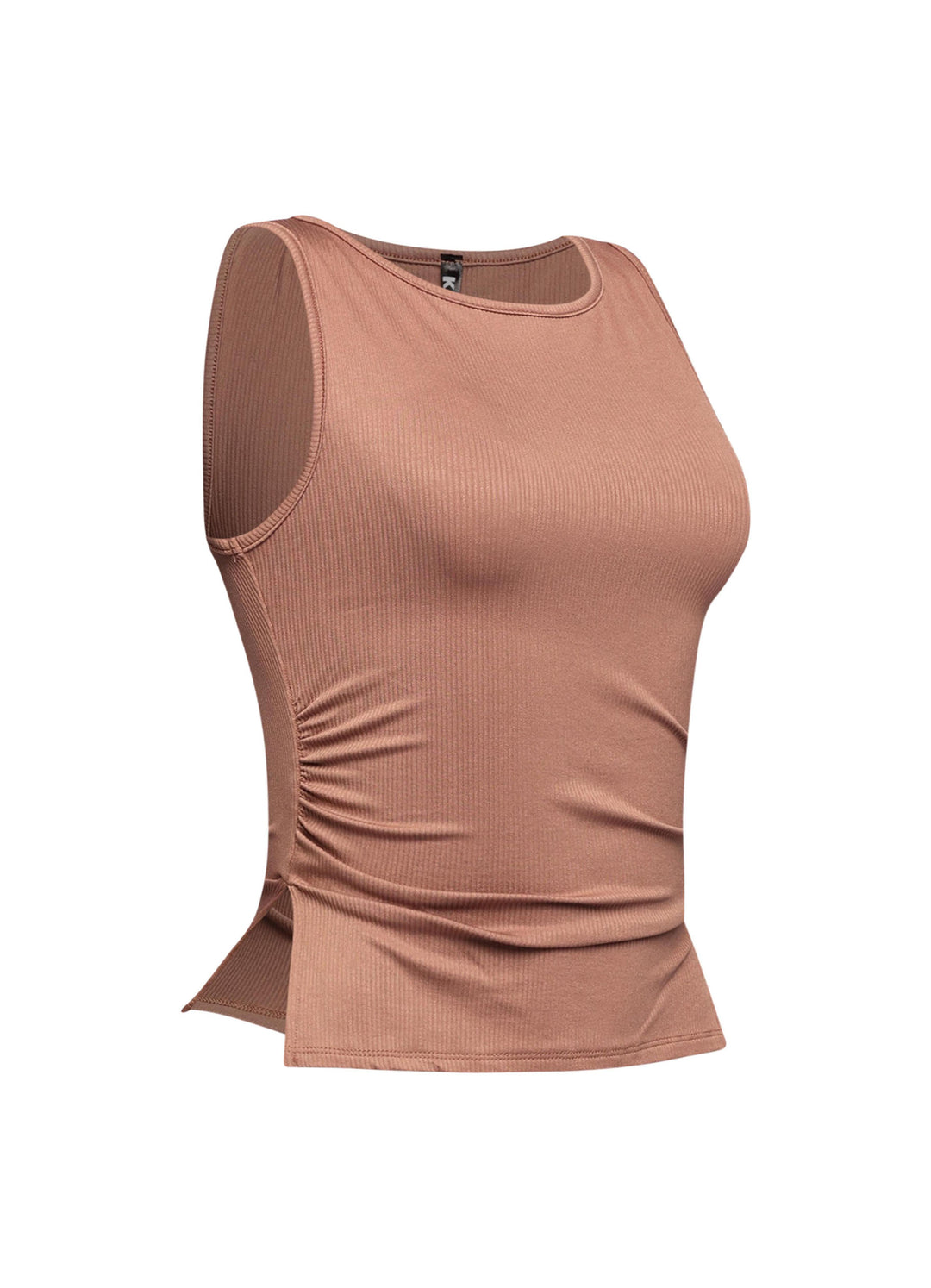 Sleeveless boat neck rib top