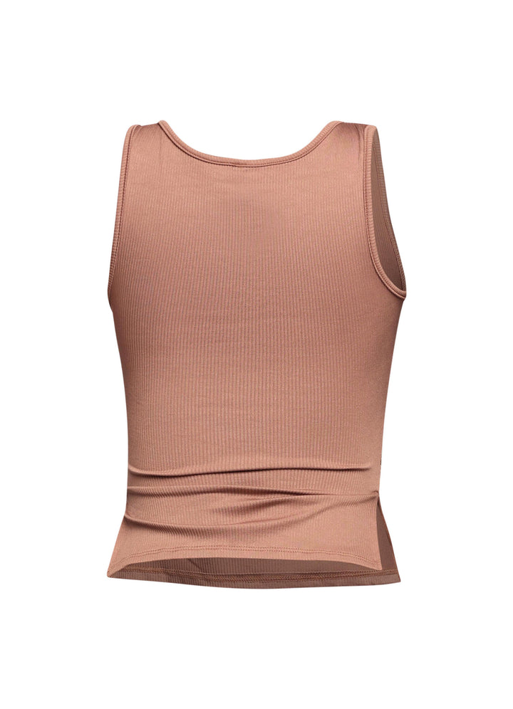 Sleeveless boat neck rib top