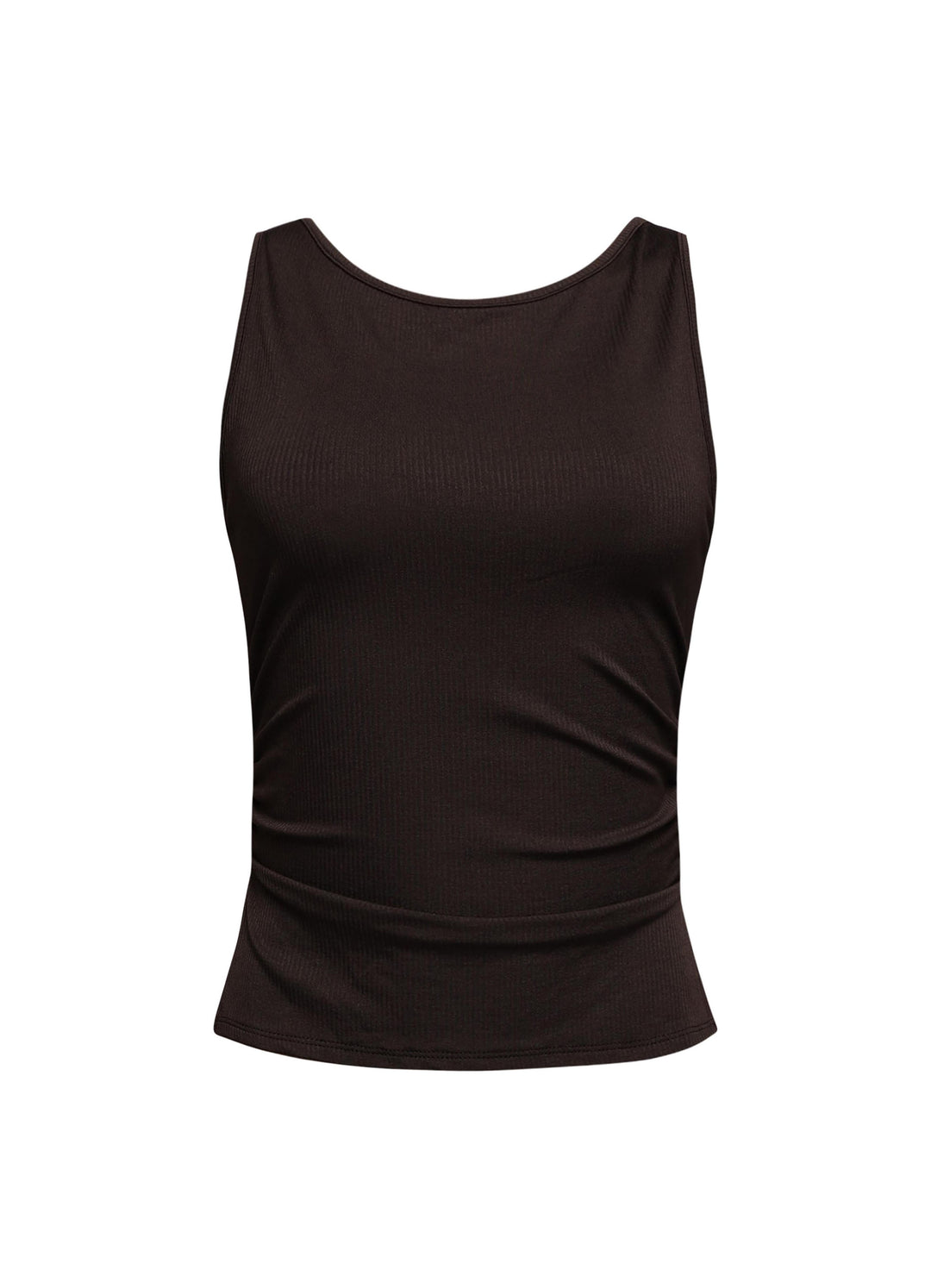 Sleeveless boat neck rib top