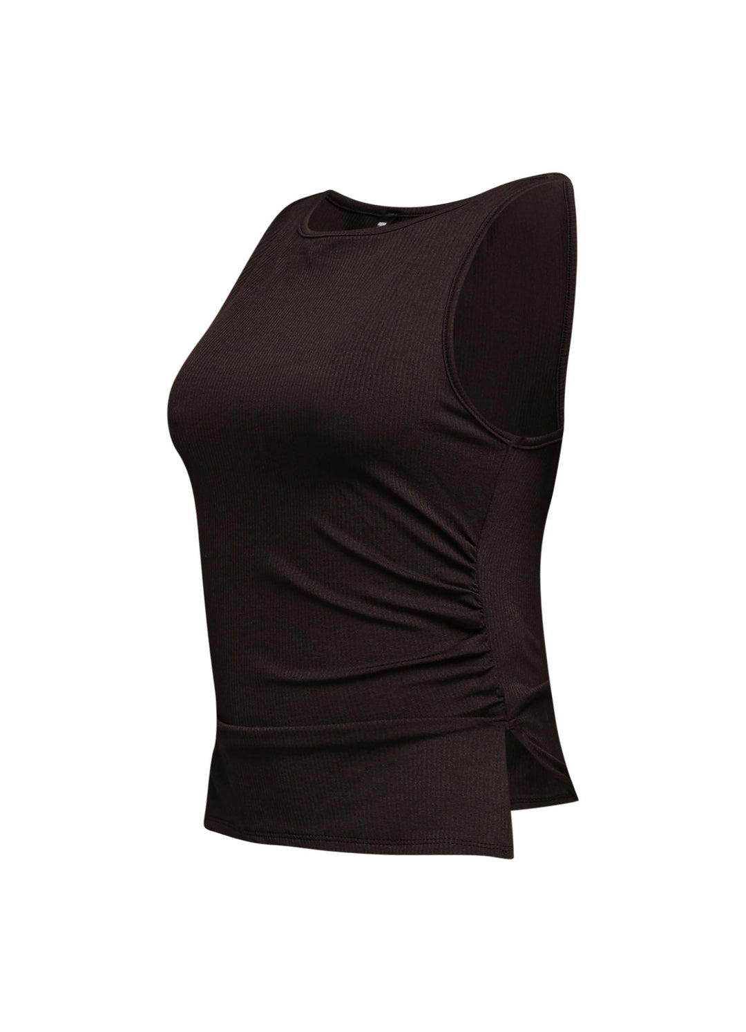 Sleeveless boat neck rib top