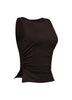 Sleeveless boat neck rib top