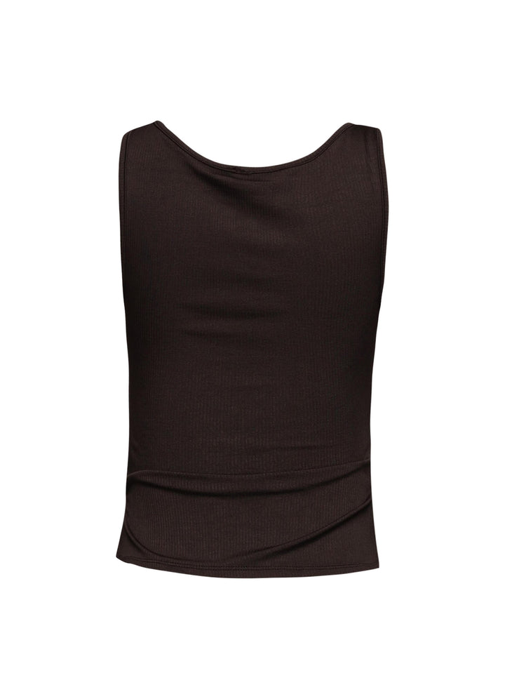 Sleeveless boat neck rib top