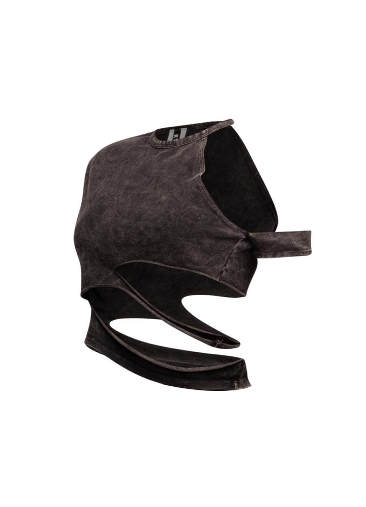 Cutout detailed washed t shirt