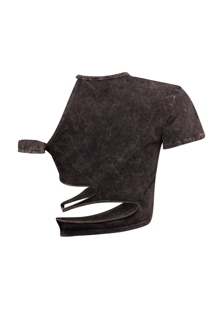 Cutout detailed washed t shirt