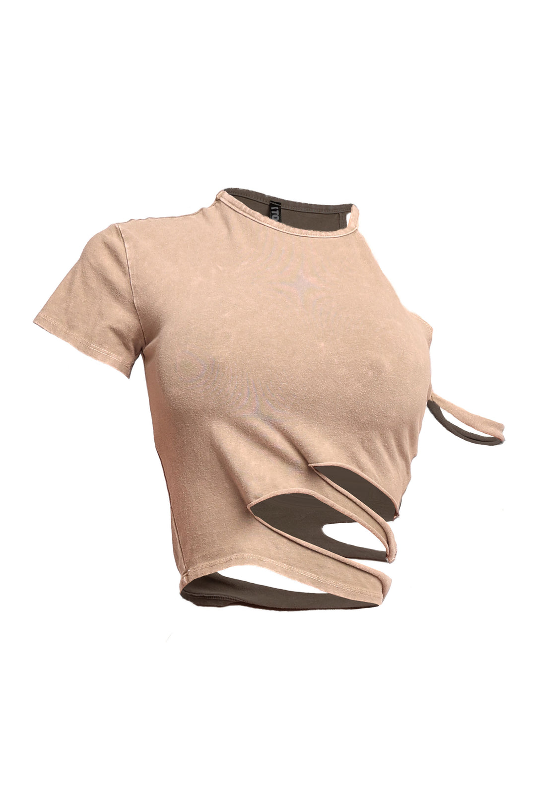 Cutout detailed washed t shirt