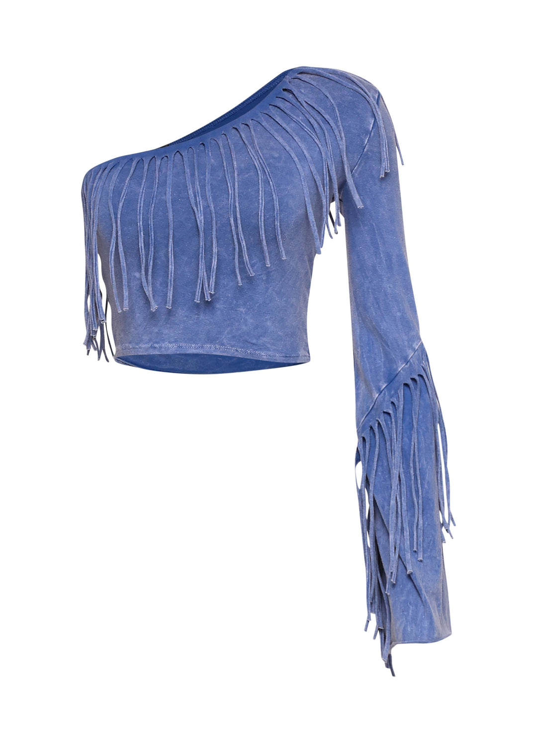 One shoulder fringe top