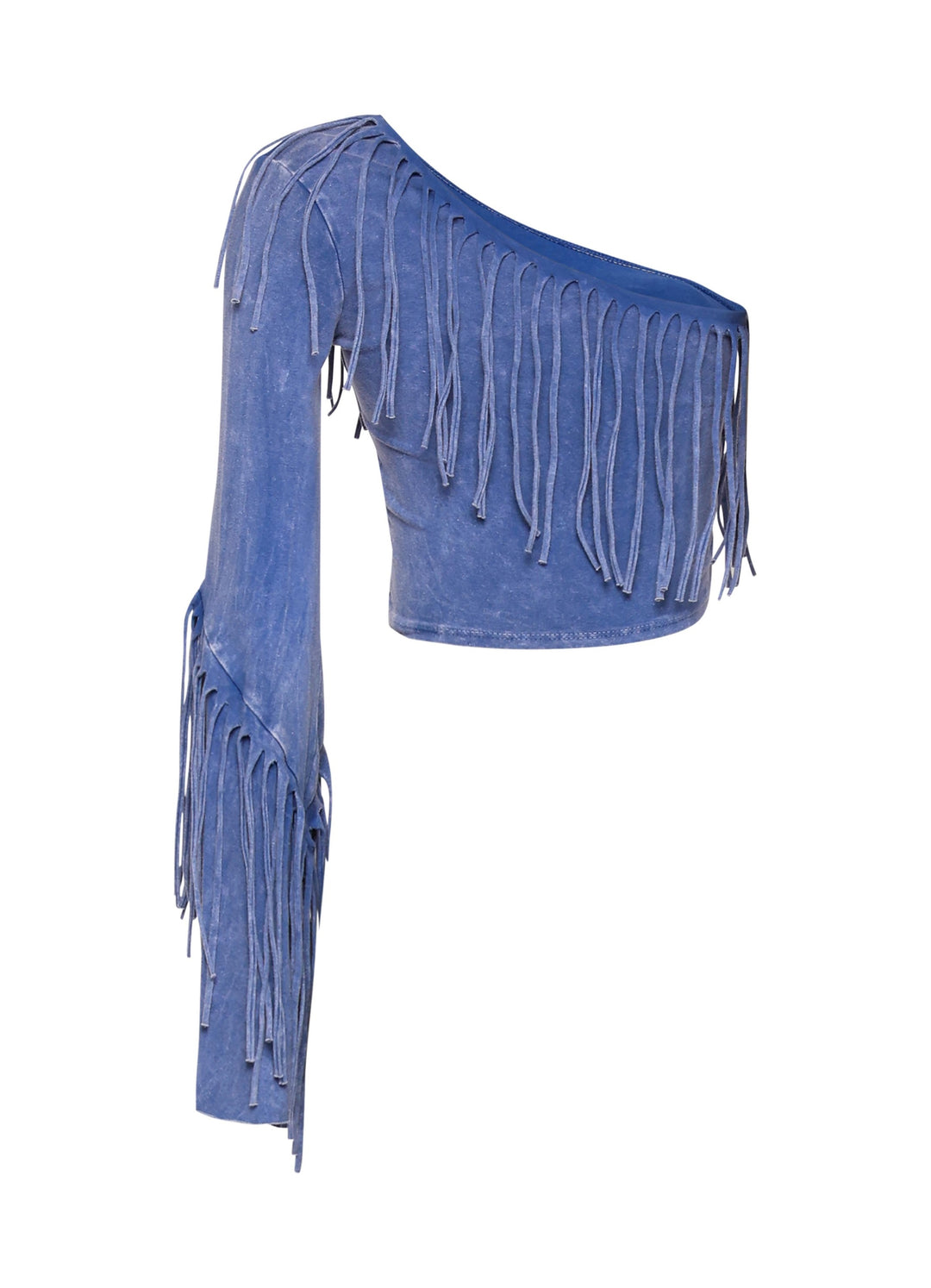 One shoulder fringe top