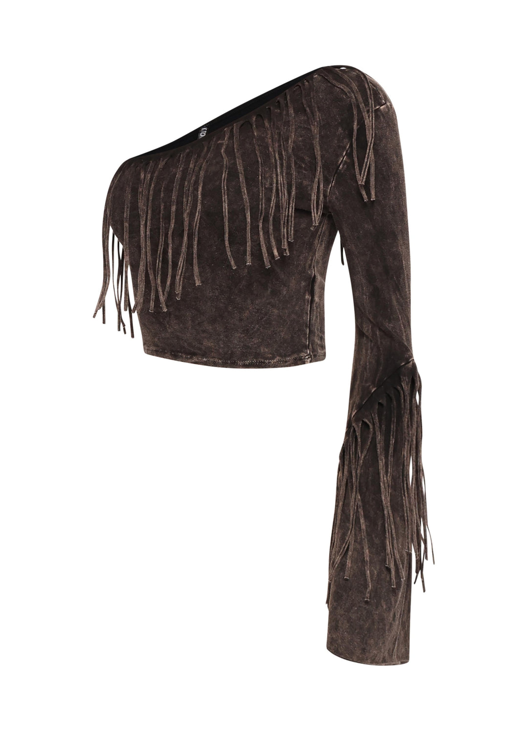 One shoulder fringe top