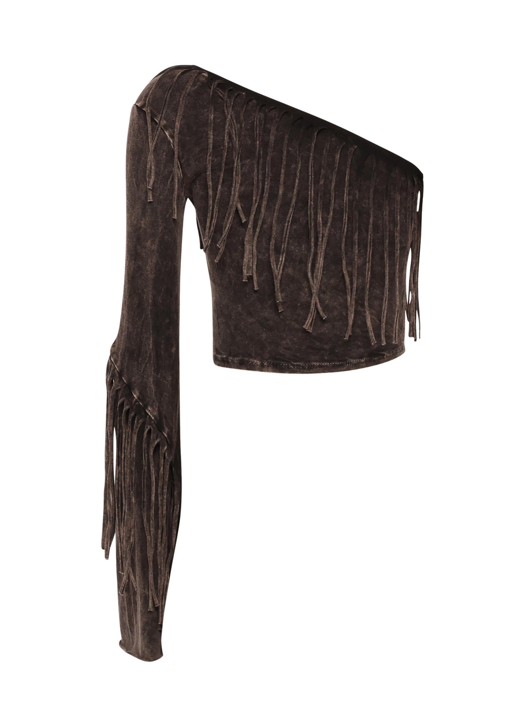 One shoulder fringe top