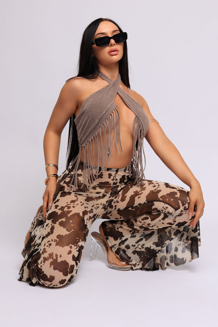 On the Prowl Sheer Mesh Ruffle Pants