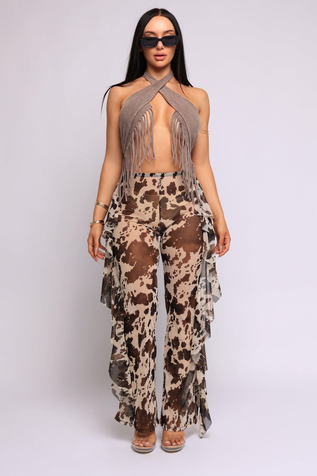 On the Prowl Sheer Mesh Ruffle Pants