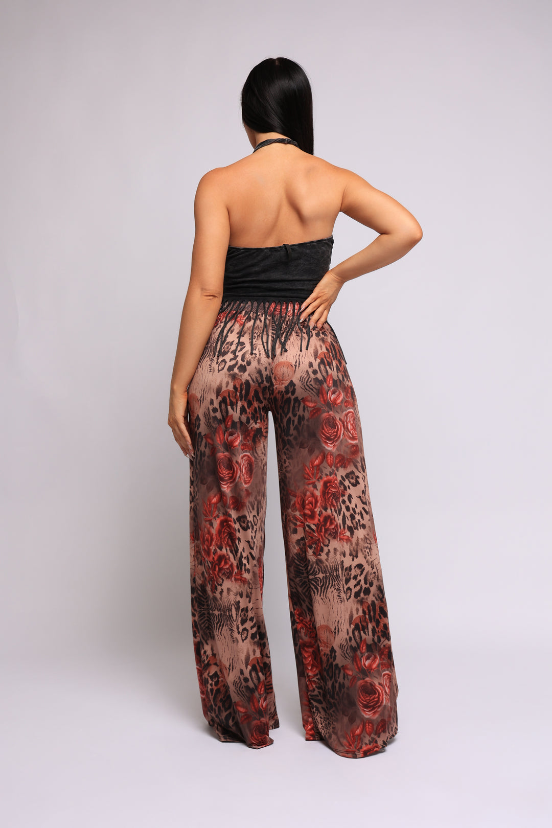 Printed wide leg pants