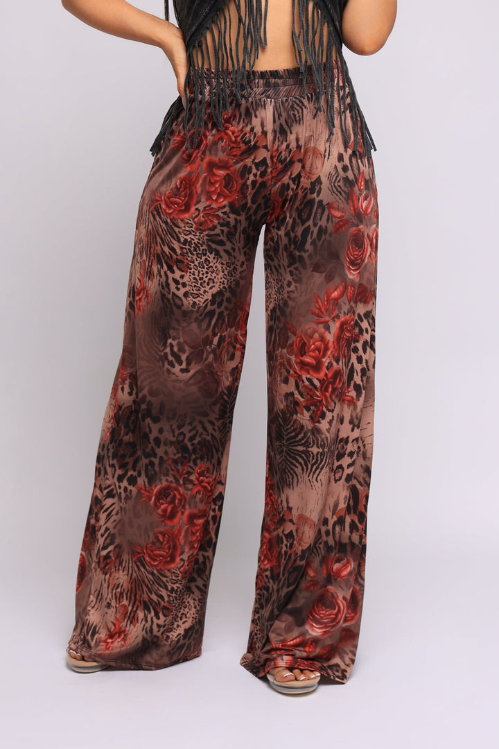 Printed wide leg pants