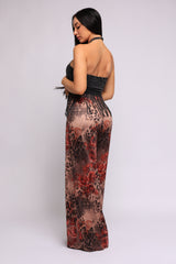 Printed wide leg pants.