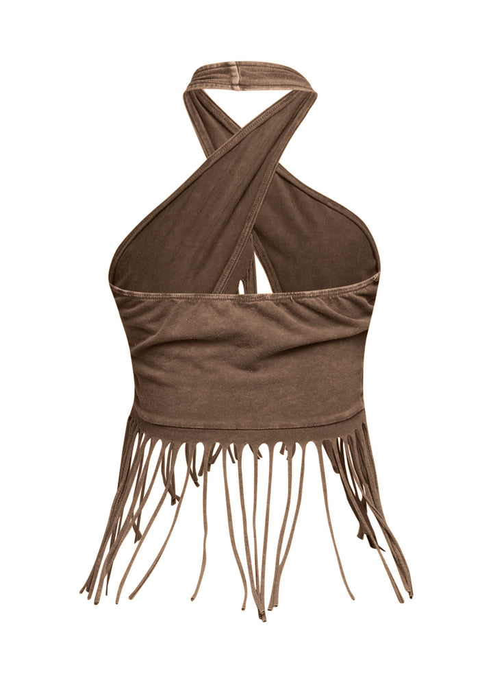Fringe halter top