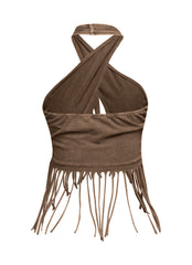Fringe halter top
