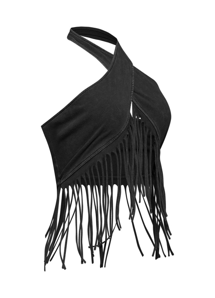 Fringe halter top